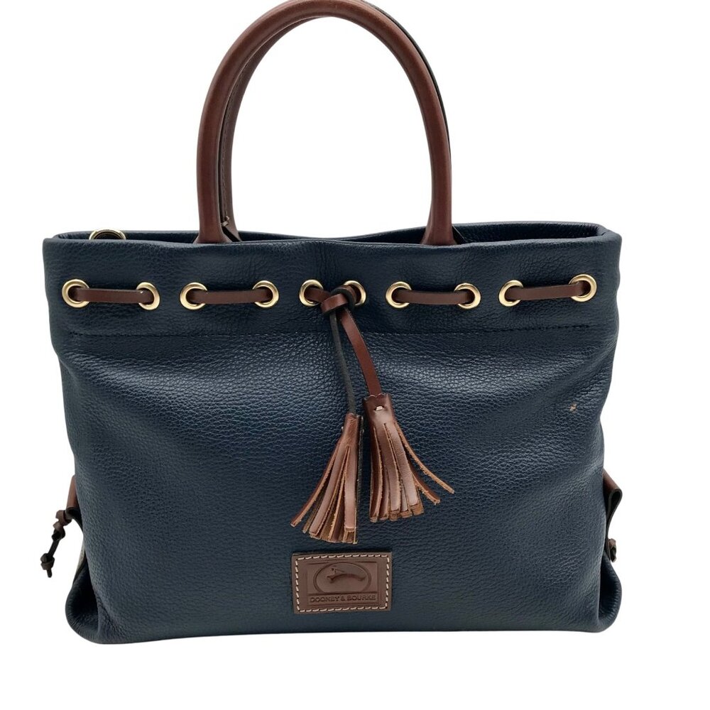 Dooney & Bourke Dark Blue Pebble Grain Tassel Tote